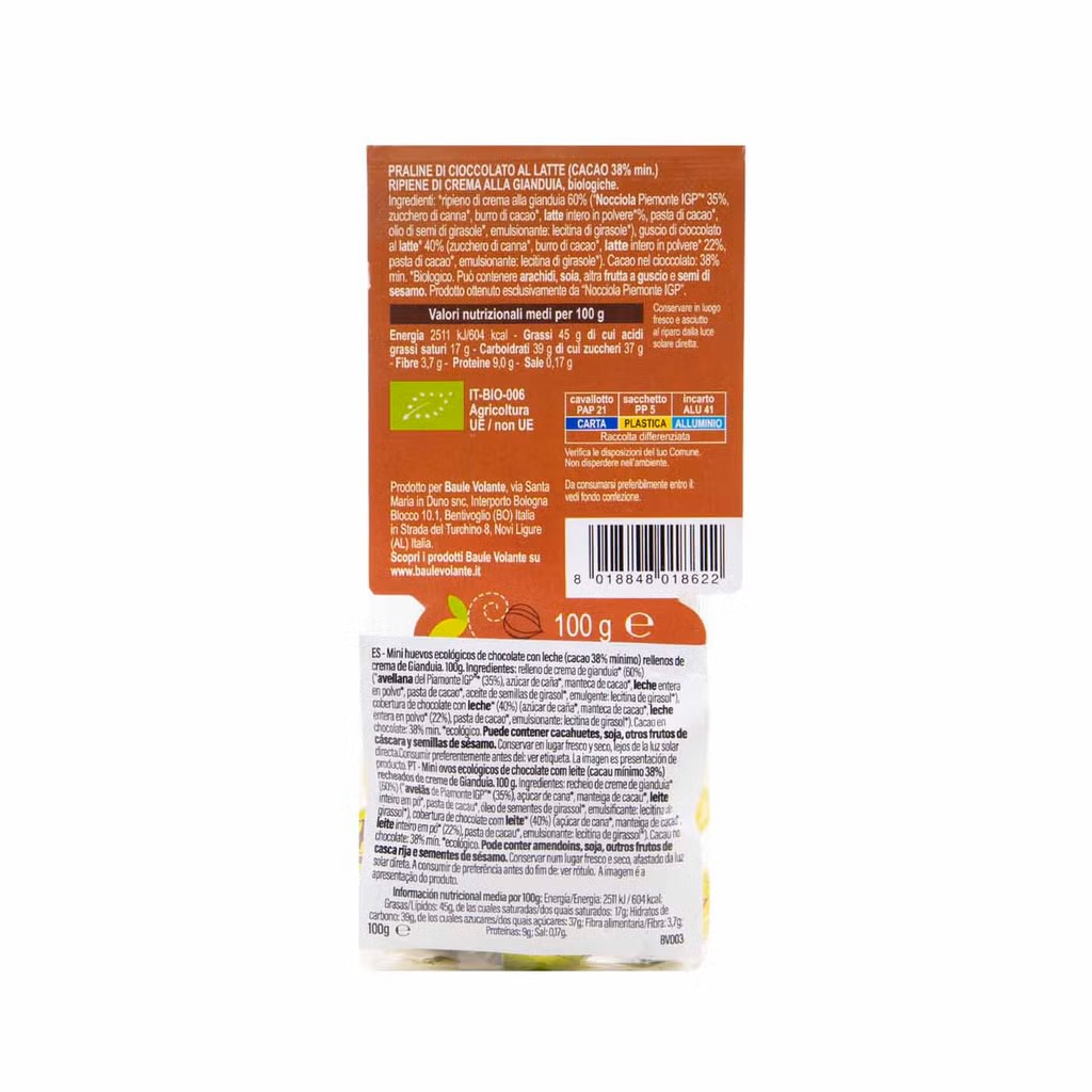 Mini Huevos de Chocolate con Leche con Crema de Gianduia   Baule Volante (100 g)  2