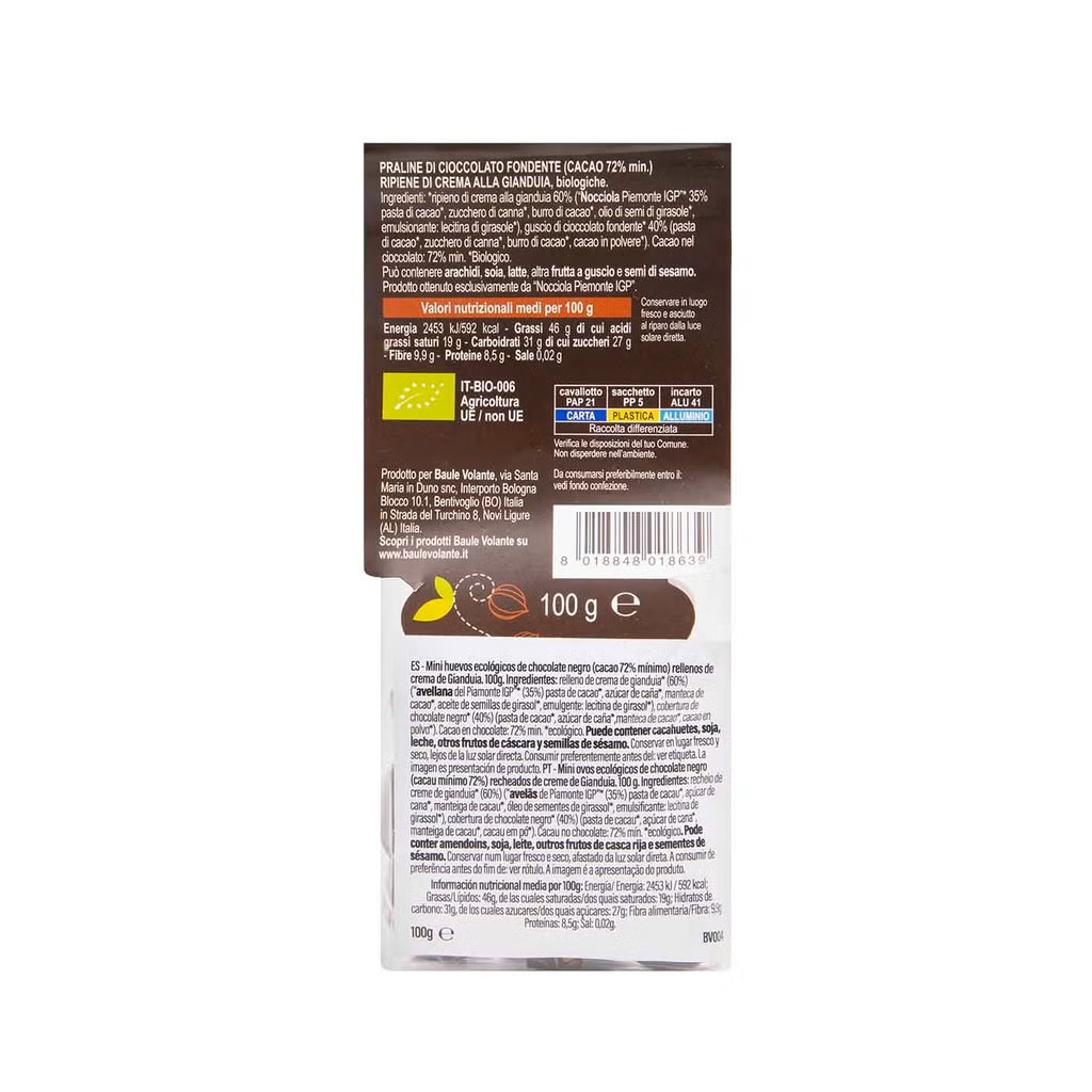 Mini Huevos de Chocolate Negro con Crema de Gianduia   Baule Volante (100 g)  2