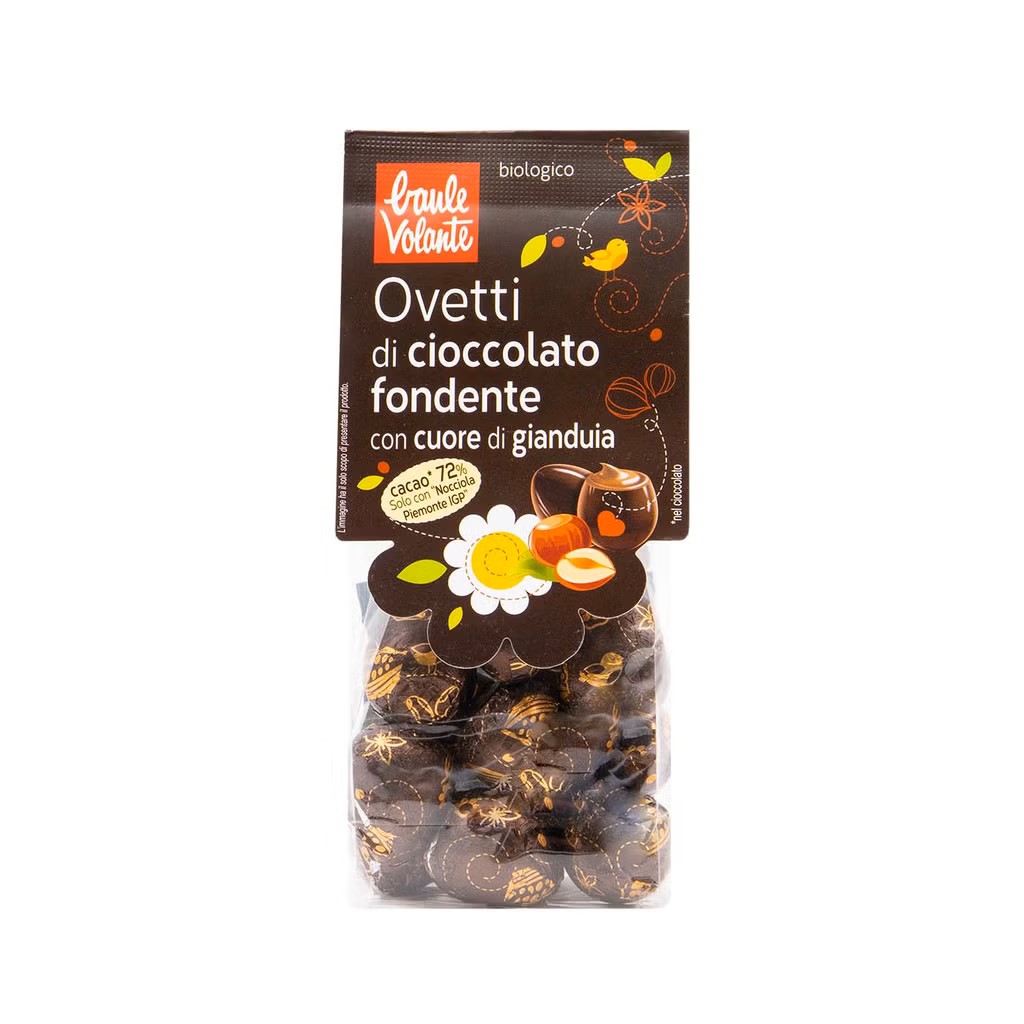 Mini Huevos de Chocolate Negro con Crema de Gianduia   Baule Volante (100 g) 