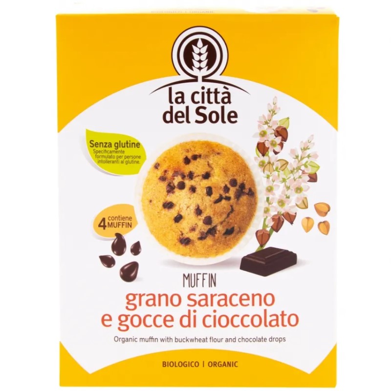 Magdalenas Bio de Trigo Sarraceno con Chocolate   Sin Gluten   La Città del Sole (4 uds)