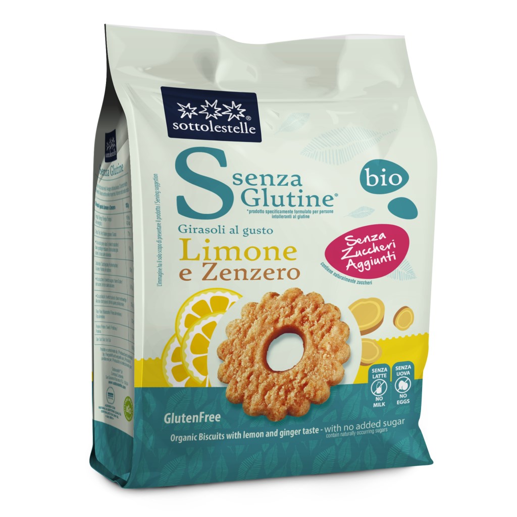 Galletas ecológicas sin gluten Limón y Jengibre   Sottolestelle 250 g