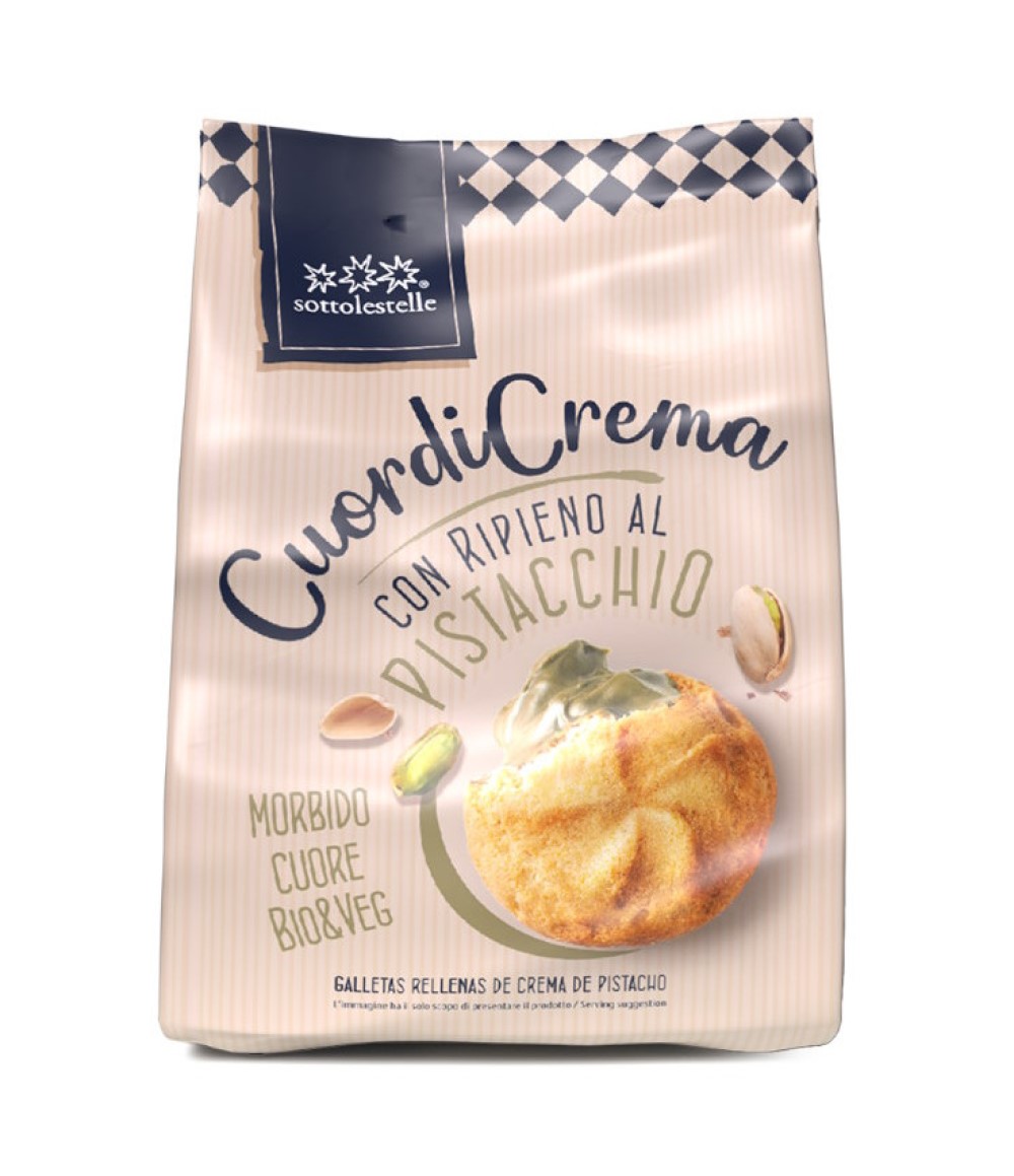 Galleta rellena de crema de pistacho Sottolestelle 200g | ecológico