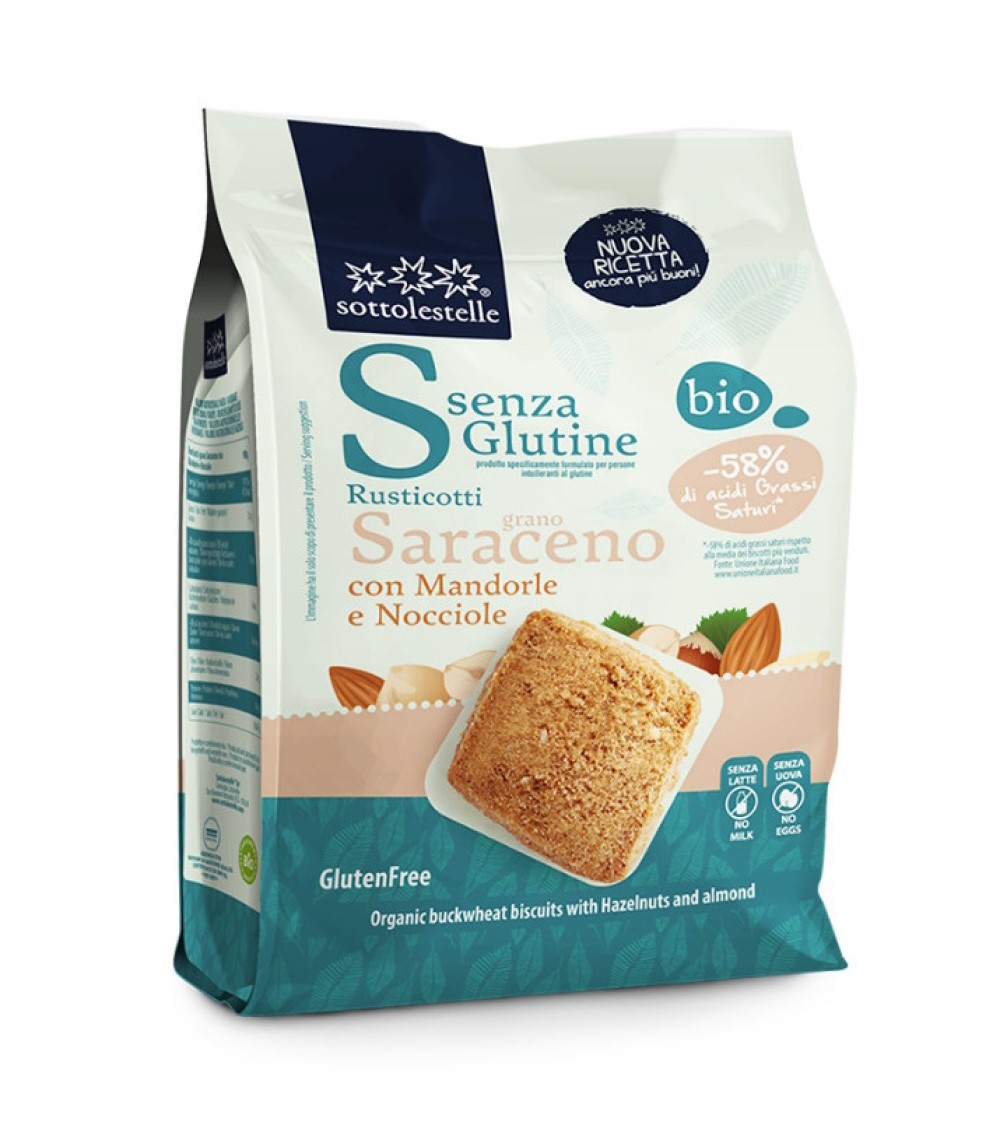 Galletas sin gluten sarraceno almendra y avellanas Sottolestelle 250g | ecológico