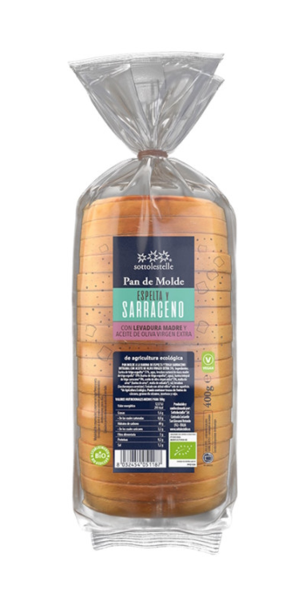 Pan de molde de espelta y sarraceno Sottolestelle 400g | ecológico
