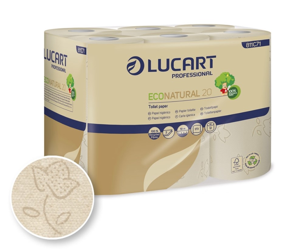 Papel WC 12 rollos Econatural 20 Lucart Professional