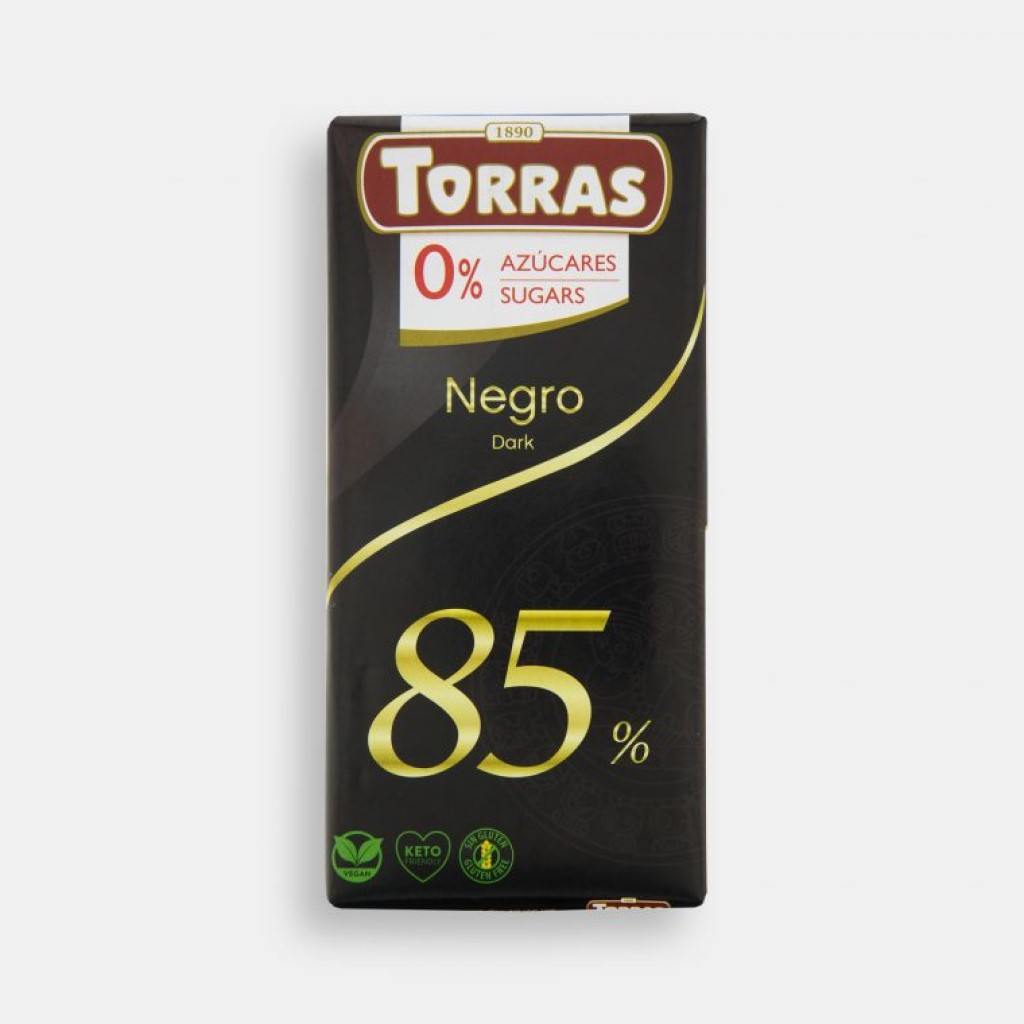 Chocolate Negro 85% de Cacao Sin Azúcar 75g Torras