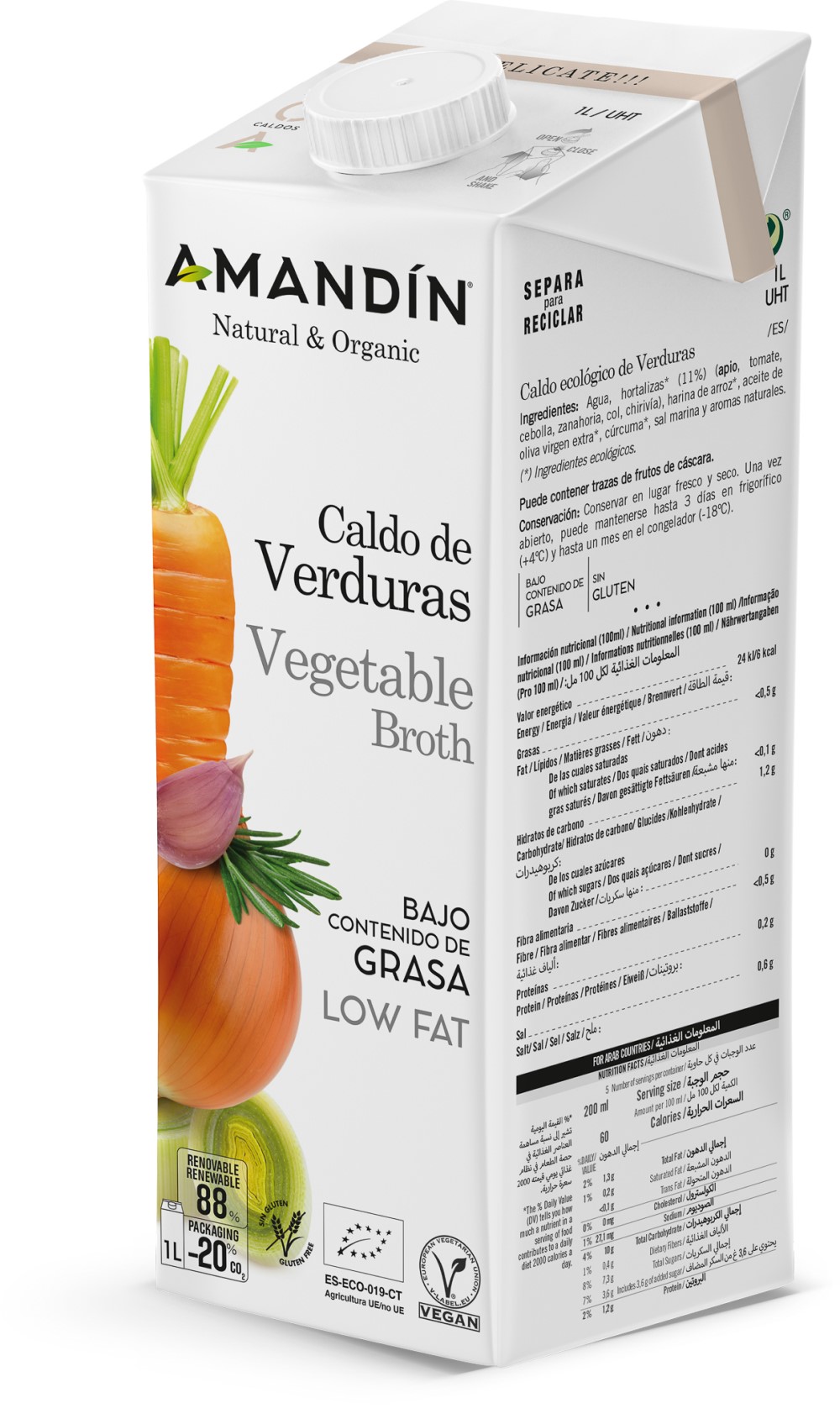 Caldo de verduras 1L Amandín | ecológico 2