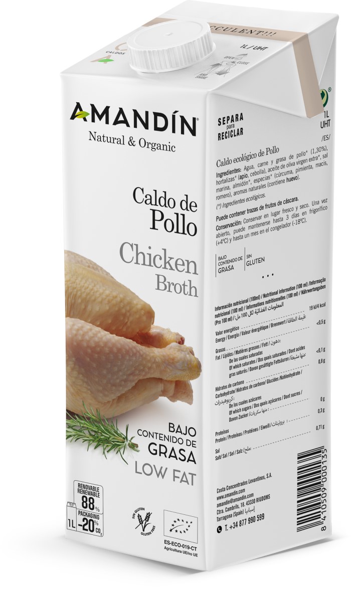 Caldo de pollo 1L Amandín | ecológico 2