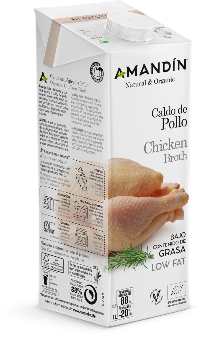 Caldo de pollo 1L Amandín | ecológico 3