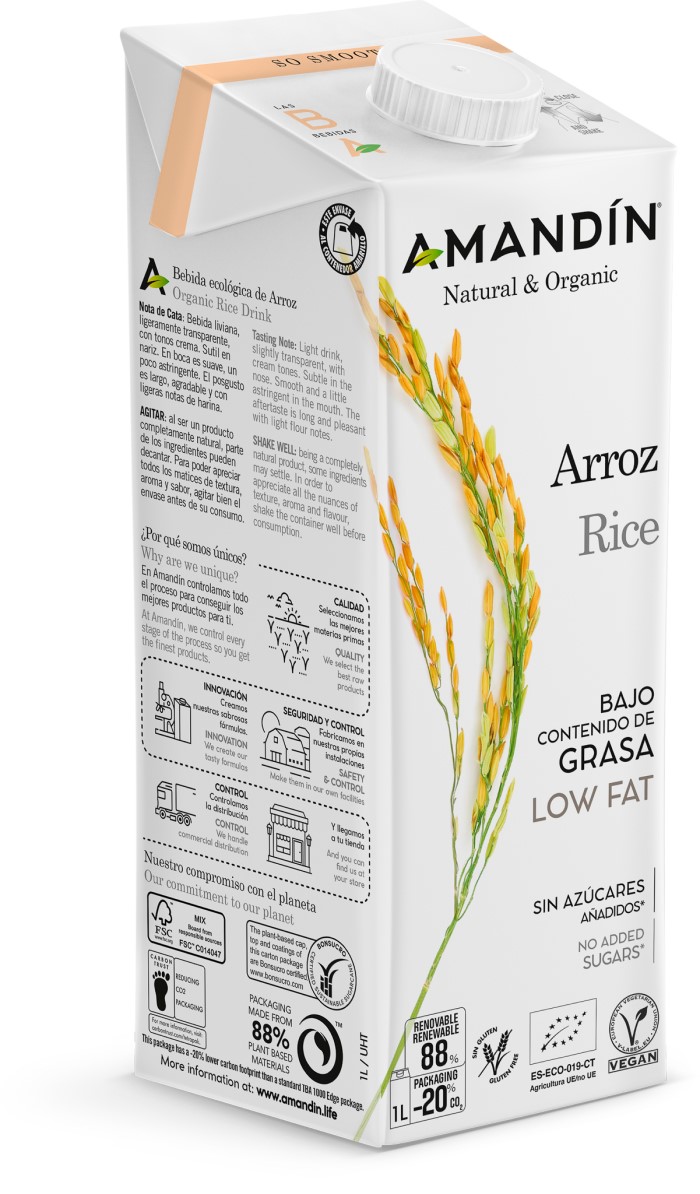 Bebida de arroz 1L Amandín | ecológico 3