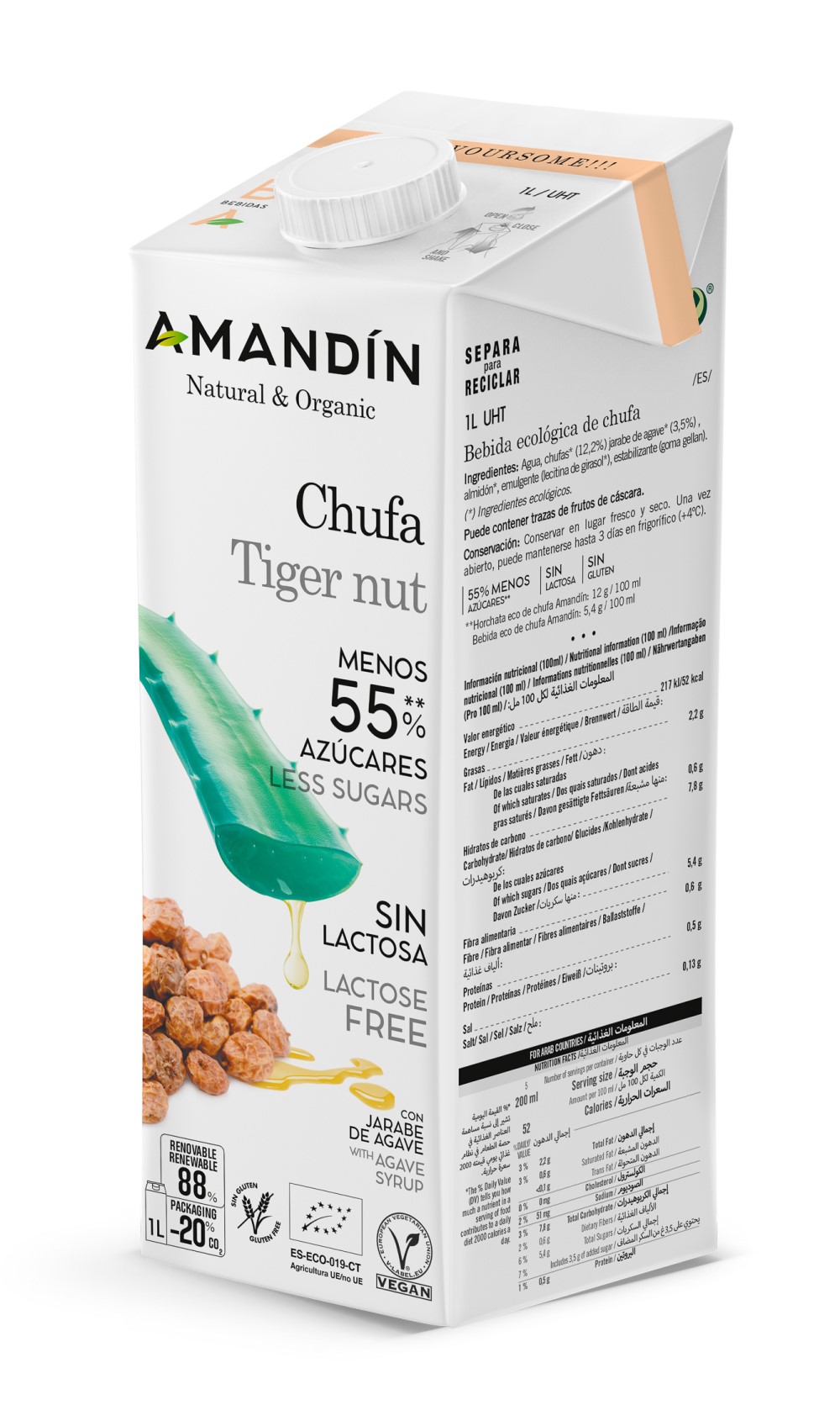 Bebida de chufa con ágave 1L Amandín | ecológico 3