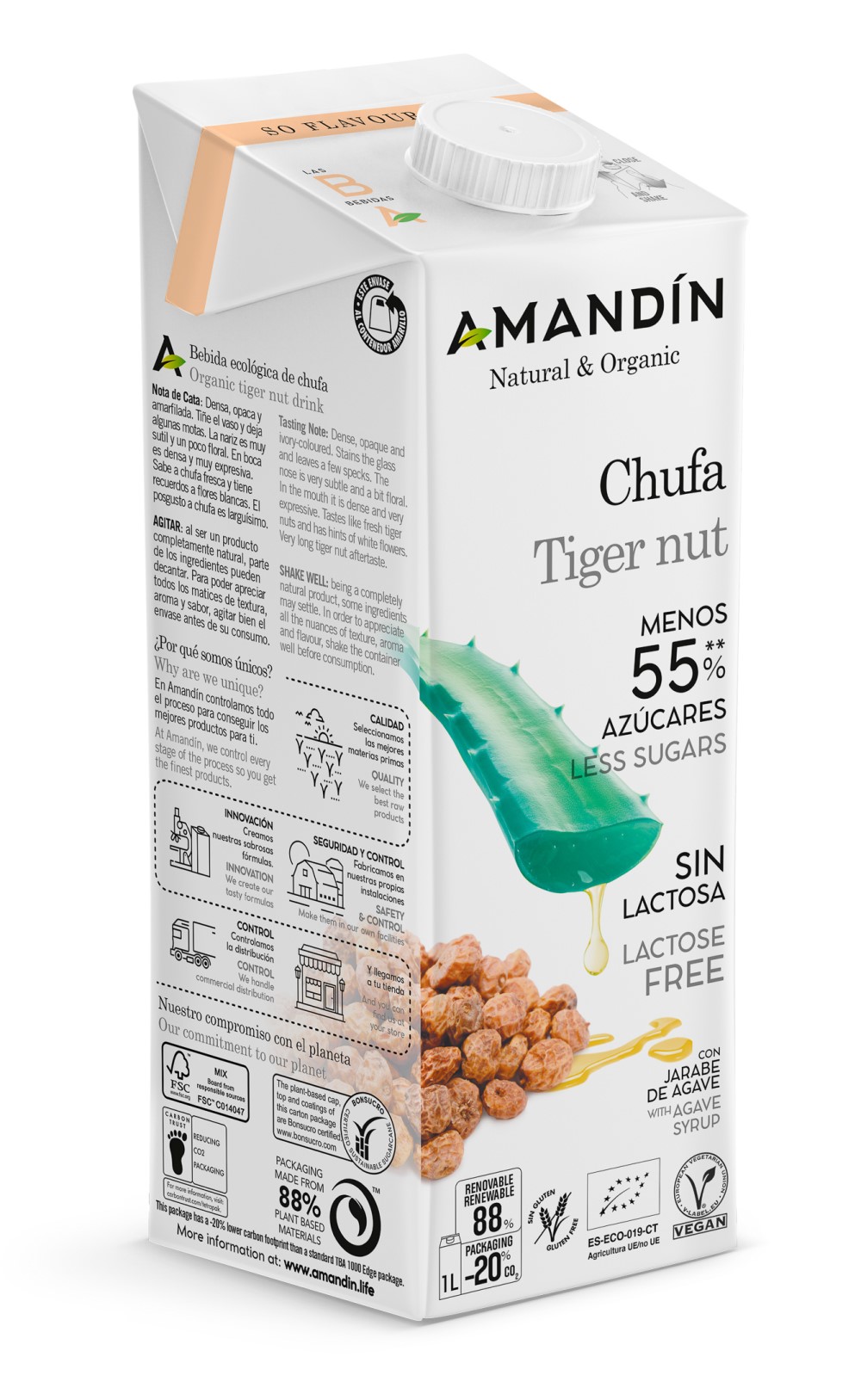 Bebida de chufa con ágave 1L Amandín | ecológico 2