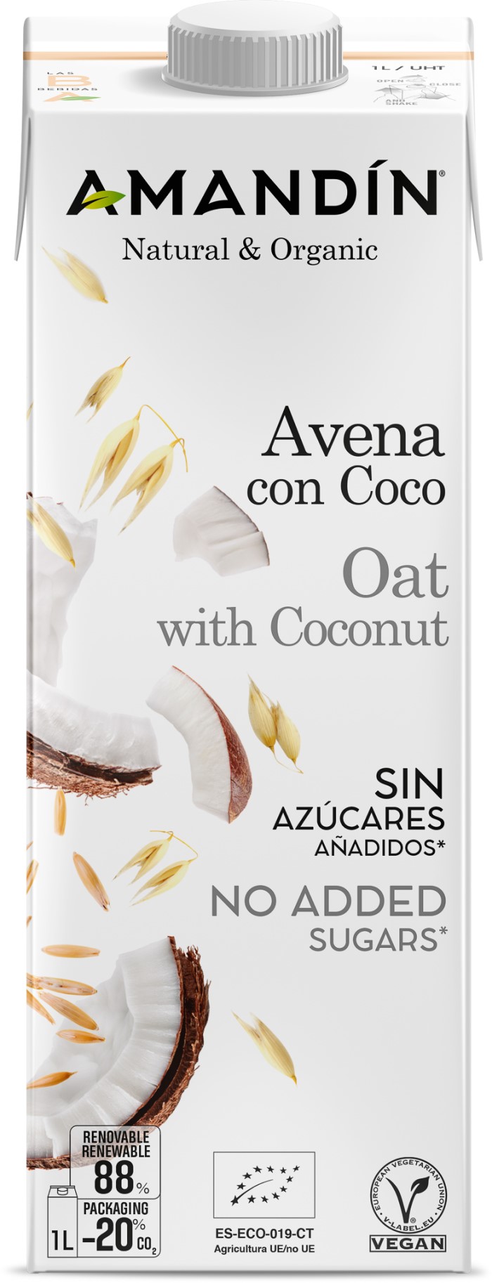 Bebida de avena con coco 1L Amandín | ecológico