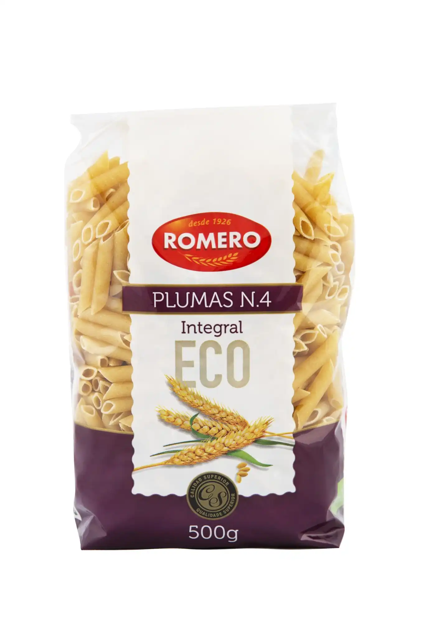 ROMERO - MACARRONES INTEGRALES NUM 4 PLUMAS 500g BIO