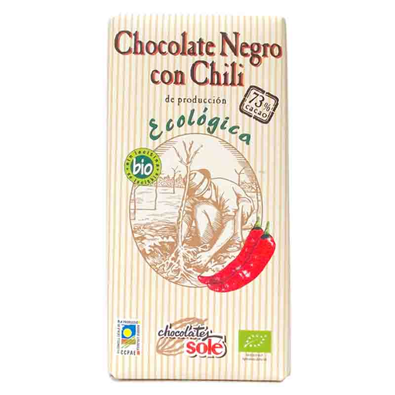 SOLE - CHOCOLATE NEGRO 73% CON CHILI 100g BIO