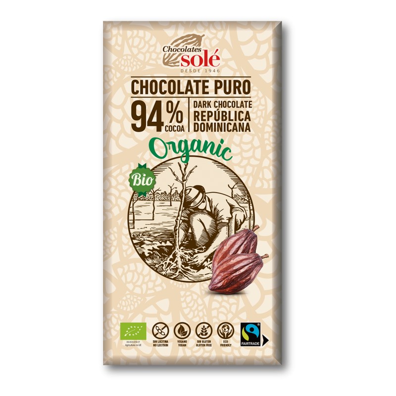 Chocolate negro 94% de cacao de Chocolates Solé 100g | ecológico