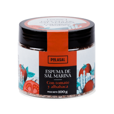 Espuma de Sal Marina tomate albahaca   Polasal 100 g | Sal marina ligera del Mediterráneo 