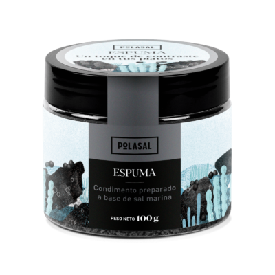 Espuma de Sal Marina carbón y pimienta vegetal   Polasal 100 g | Sal marina ligera del Mediterráneo 