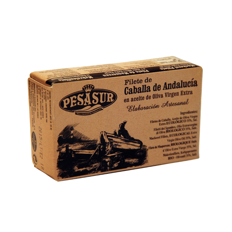 Filete de caballa en aceite de oliva ecológico lata 120g Pesasur