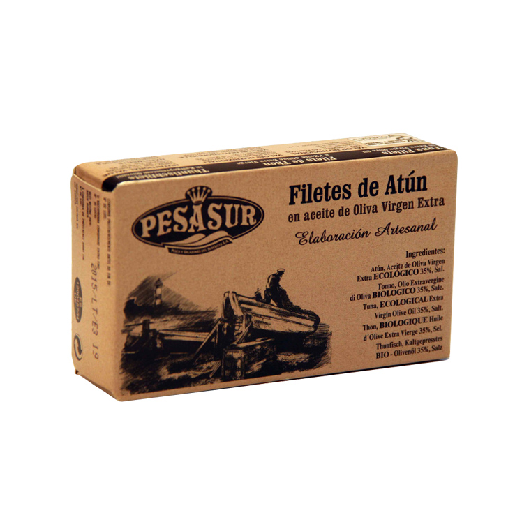 Filetes de atún en aceite de oliva ecológico lata 120g Pesasur