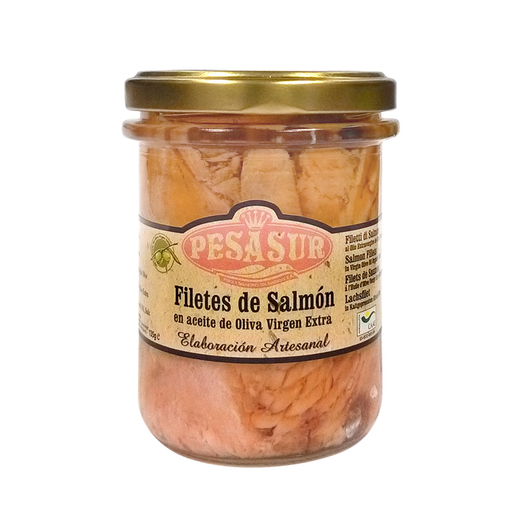 Filetes de salmón en aceite de oliva ecológico 195g Pesasur