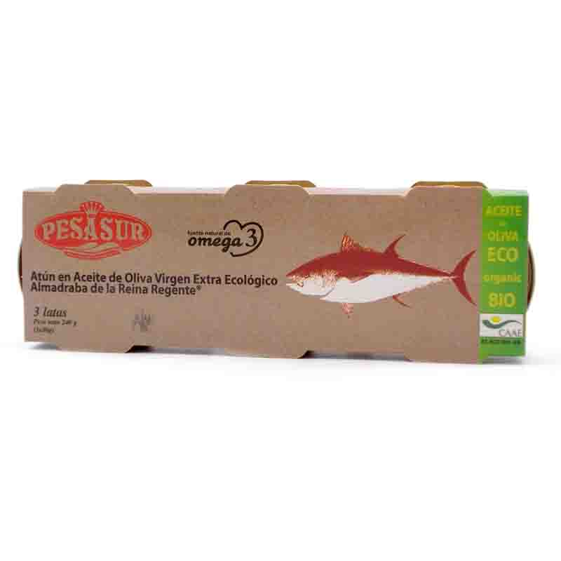 Atún en aceite de oliva ecológico lata 3x80g Pesasur