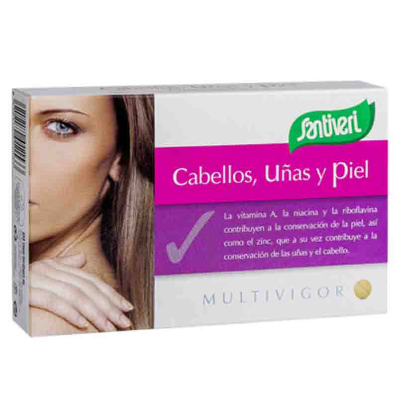 Cabellos, Uñas y Piel Santiveri   Multivigor con Zinc, Biotina y Vitaminas | 45 cápsulas