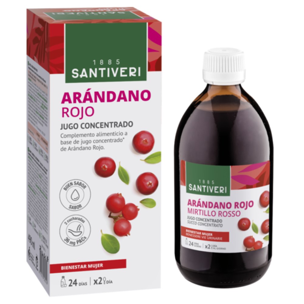 Arándano Rojo Jugo Concentrado Santiveri   24 Dosis | Bienestar Urinario Natural