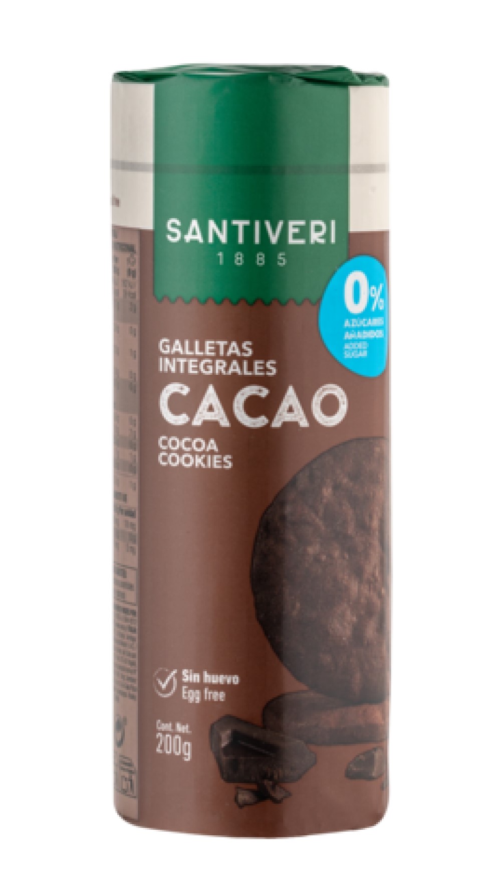 Galletas integrales con cacao 0% azúcares 200g Santiveri