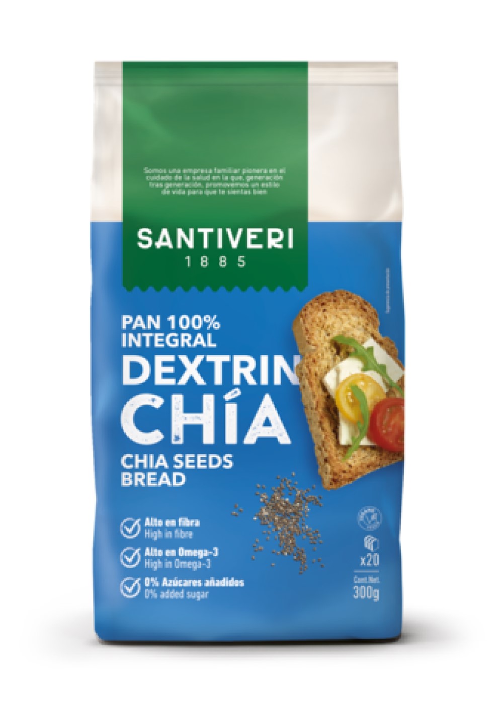 Pan dextrin con chía 300g Santiveri