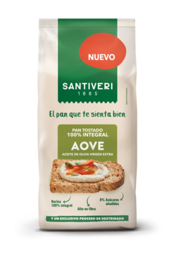 Pan tostado 100% integral dextrinado y con AOVE Santiveri 200g