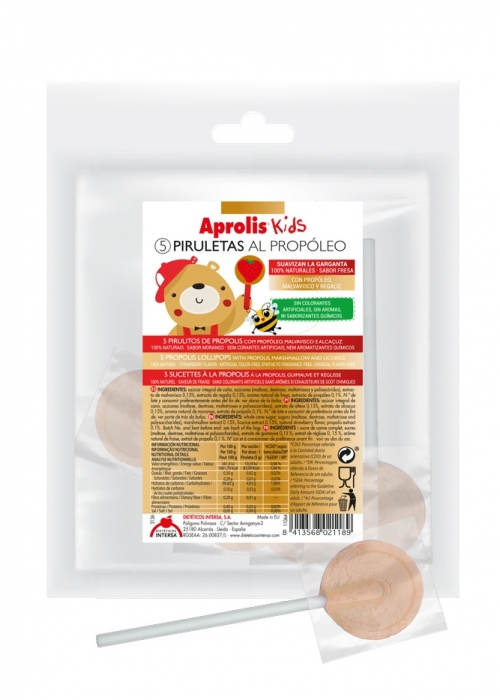 Piruletas balsámicas bolsa 5 unidades 30g Aprolis kids