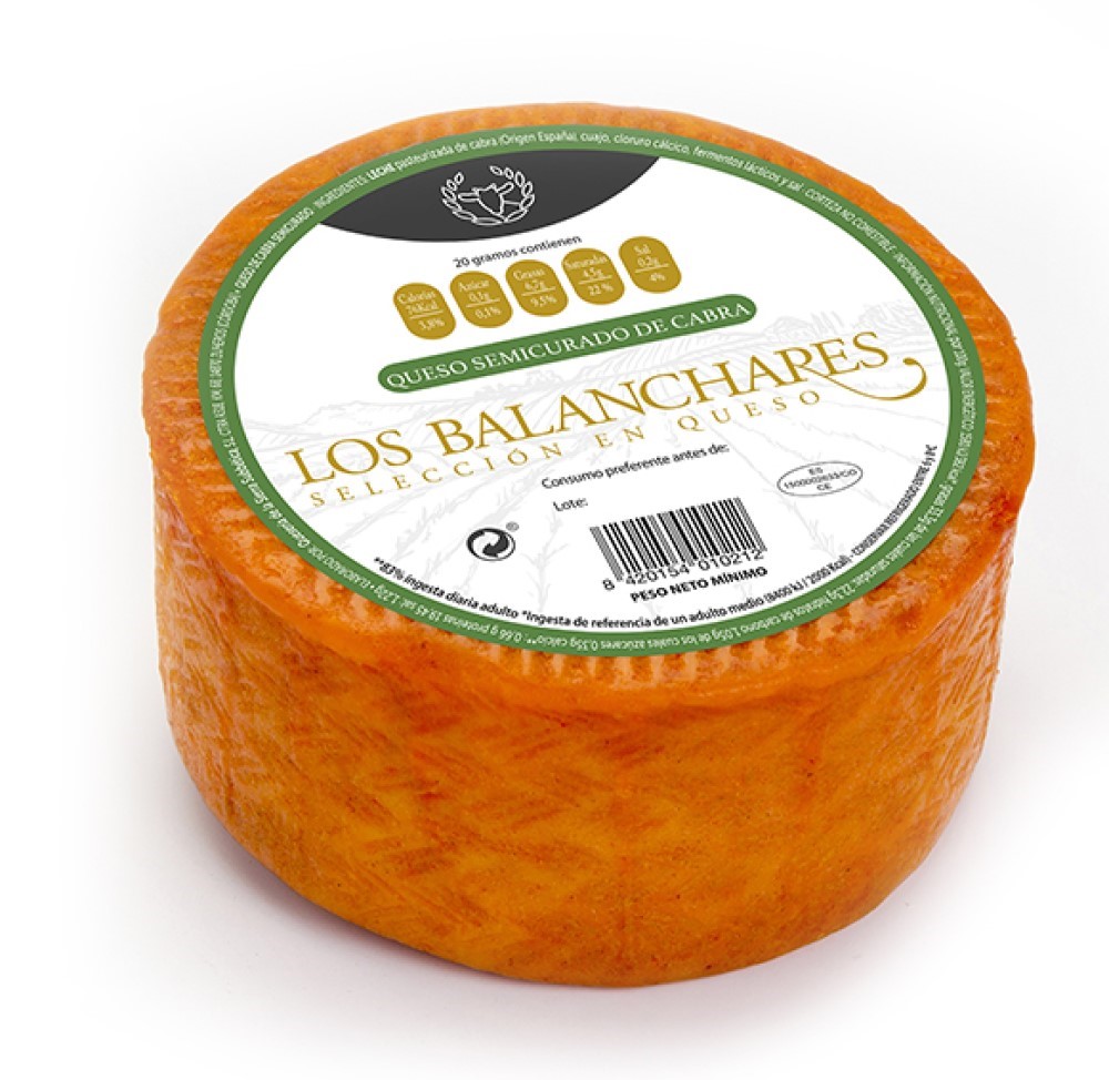 Queso semicurado de cabra al pimentón Los Balanchares 360g.