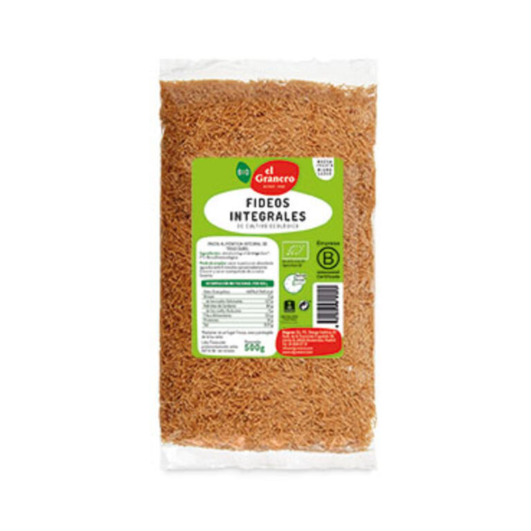Fideos Integrales Ecológicos 500g El Granero