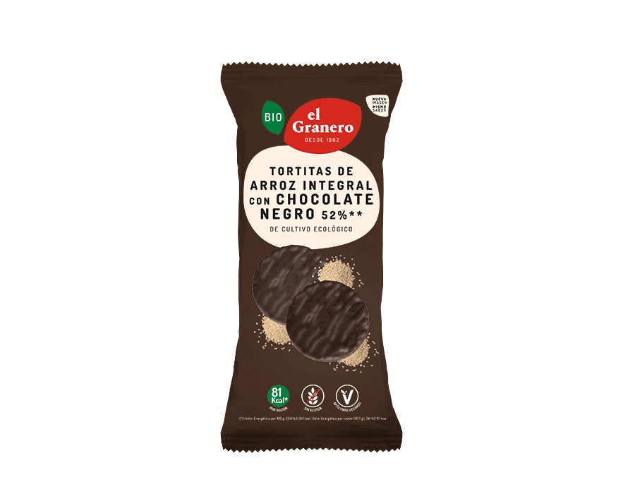 Tortitas de arroz con chocolate negro El Granero 100g | ecológico