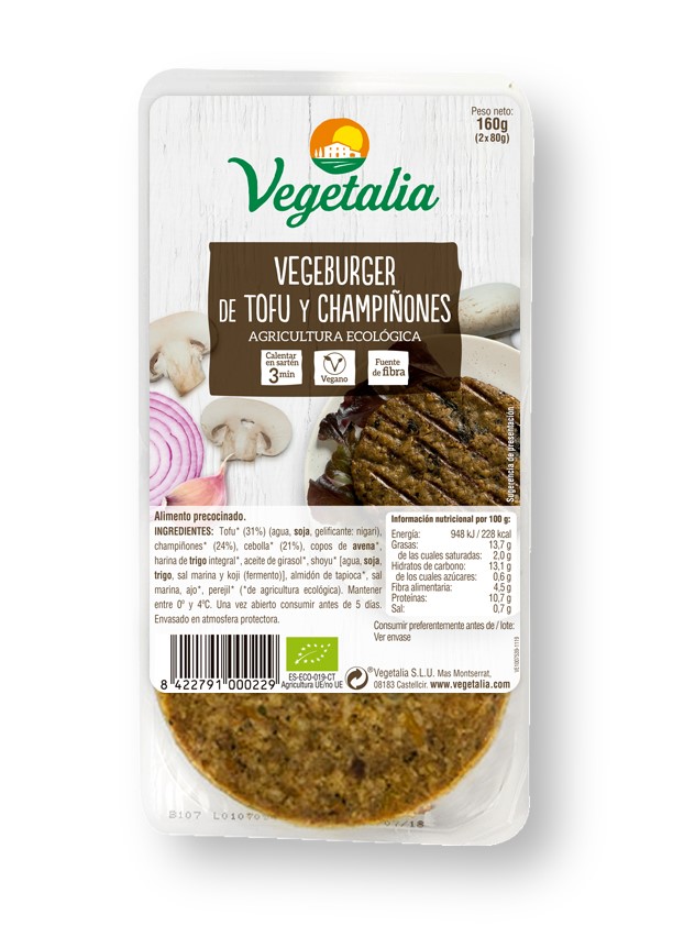 Vegeburger de tofu y champiñones 2x80g Vegetalia | ecológico