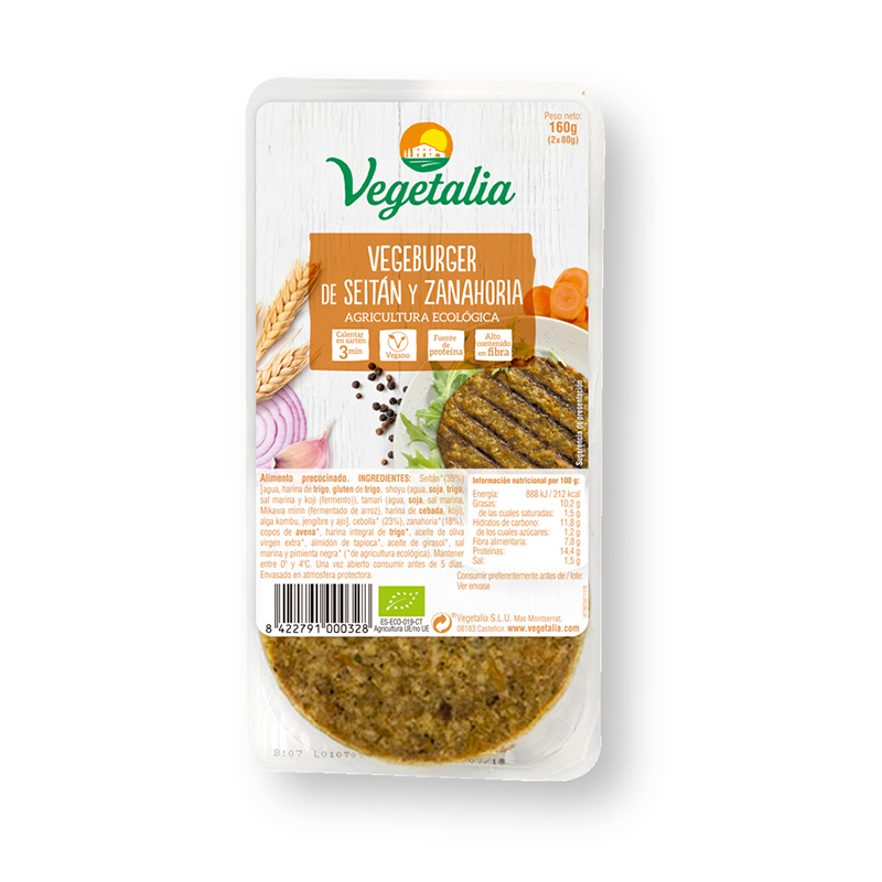Vegeburger de seitán y zanahoria 160g BIO Vegetalia