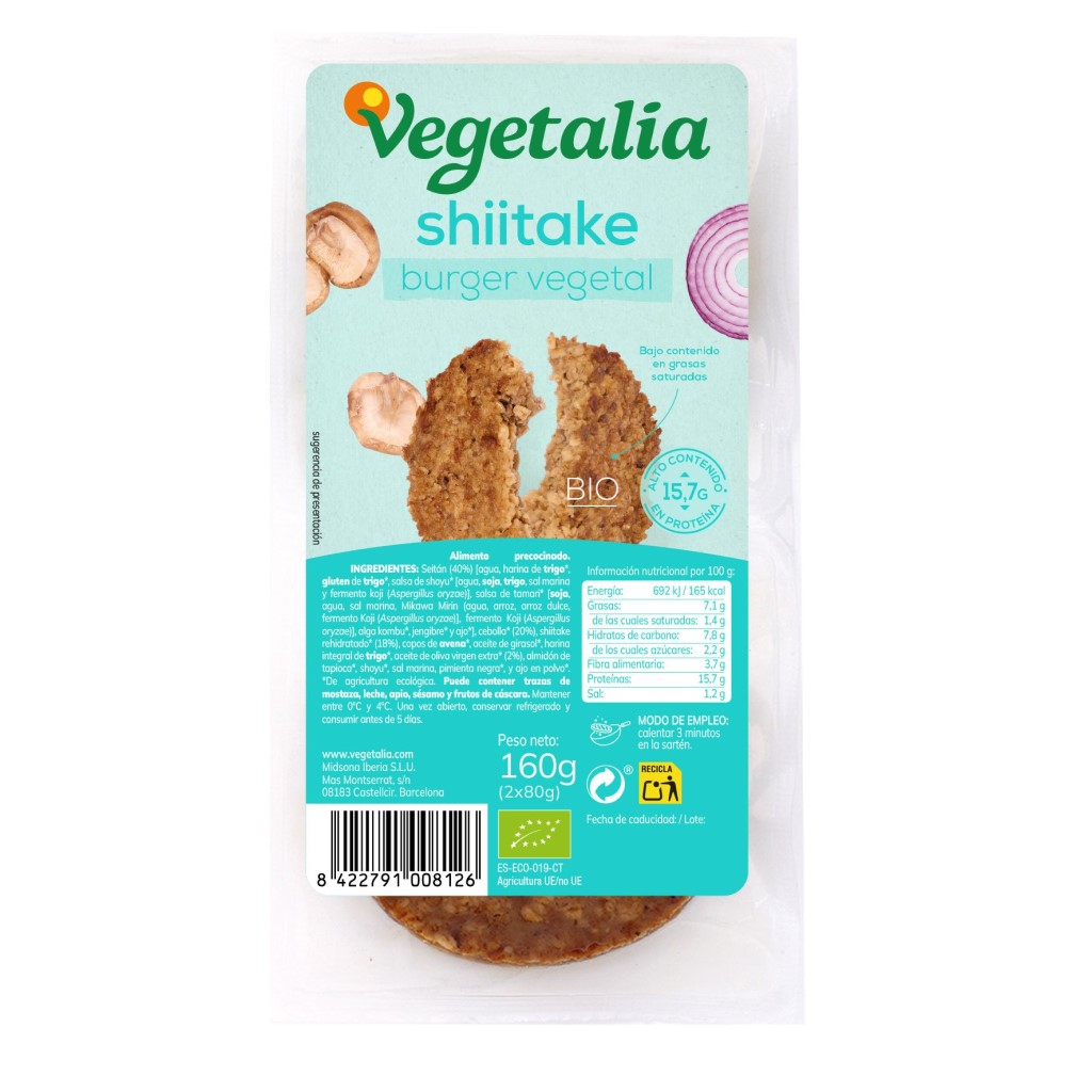 VEGETALIA - VEGEBURGER SEITAN Y SHITAKE 2x80g BIO
