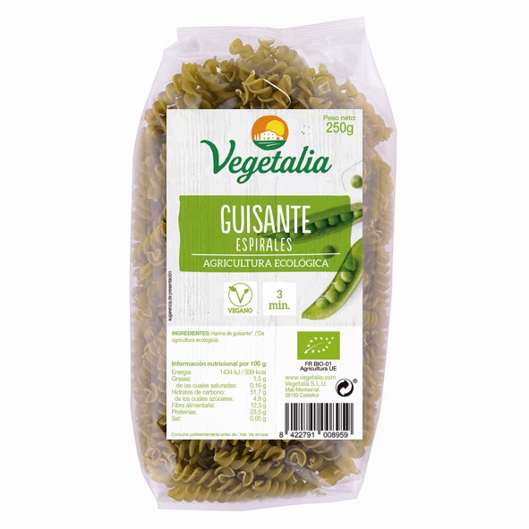 VEGETALIA - ESPIRALES DE GUISANTES SIN GLUTEN BIO 250g (ENCARGO)