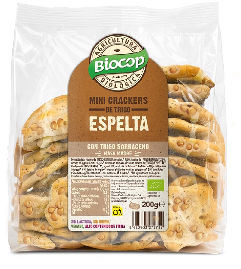 BIOCOP - MINI CRACKER ESPELTA Y SARRACENO 200g BIO