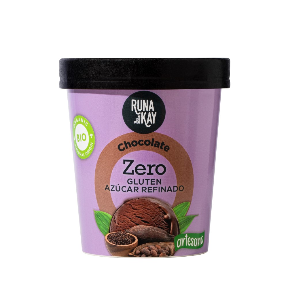 Helado de chocolate sin azúcar refinado Runakay 460ml | Ecológico