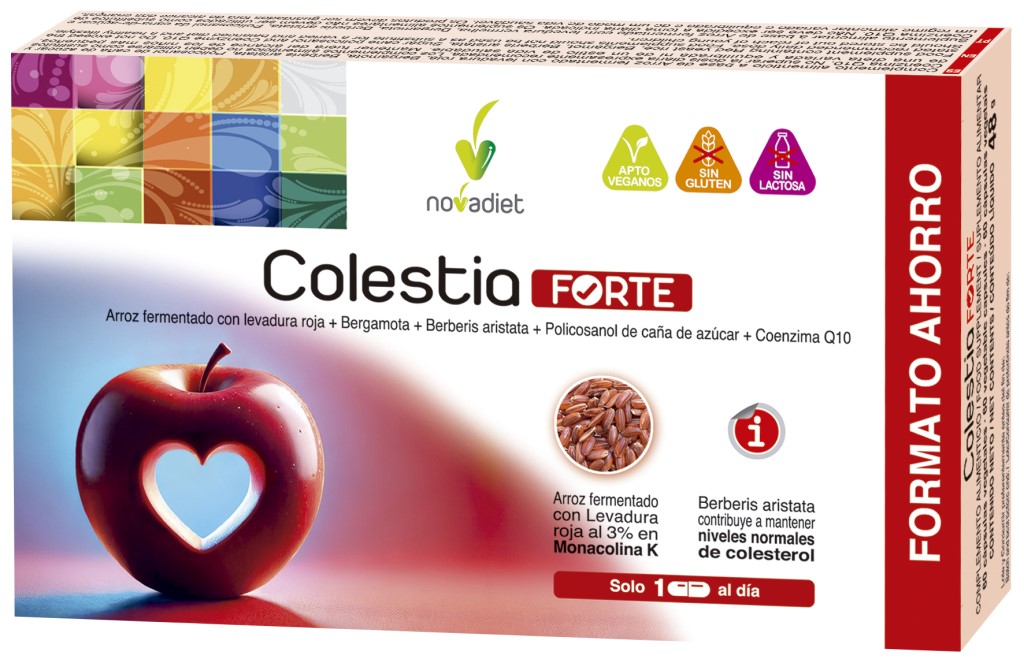 Colestia Forte Formato Ahorro   Novadiet 60 cápsulas | Control del colesterol con levadura roja, bergamota y berberina