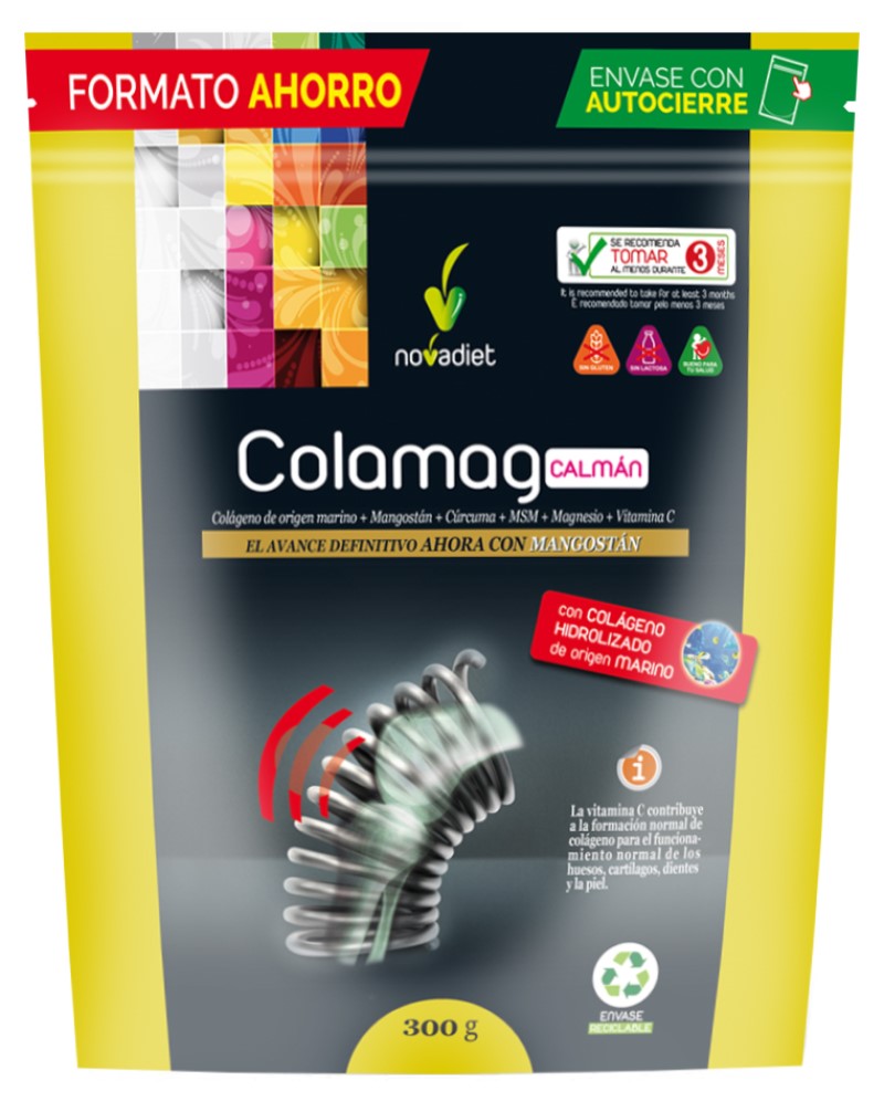 Colamag Calmán   Colágeno marino con magnesio, cúrcuma y mangostán   Novadiet 300 g