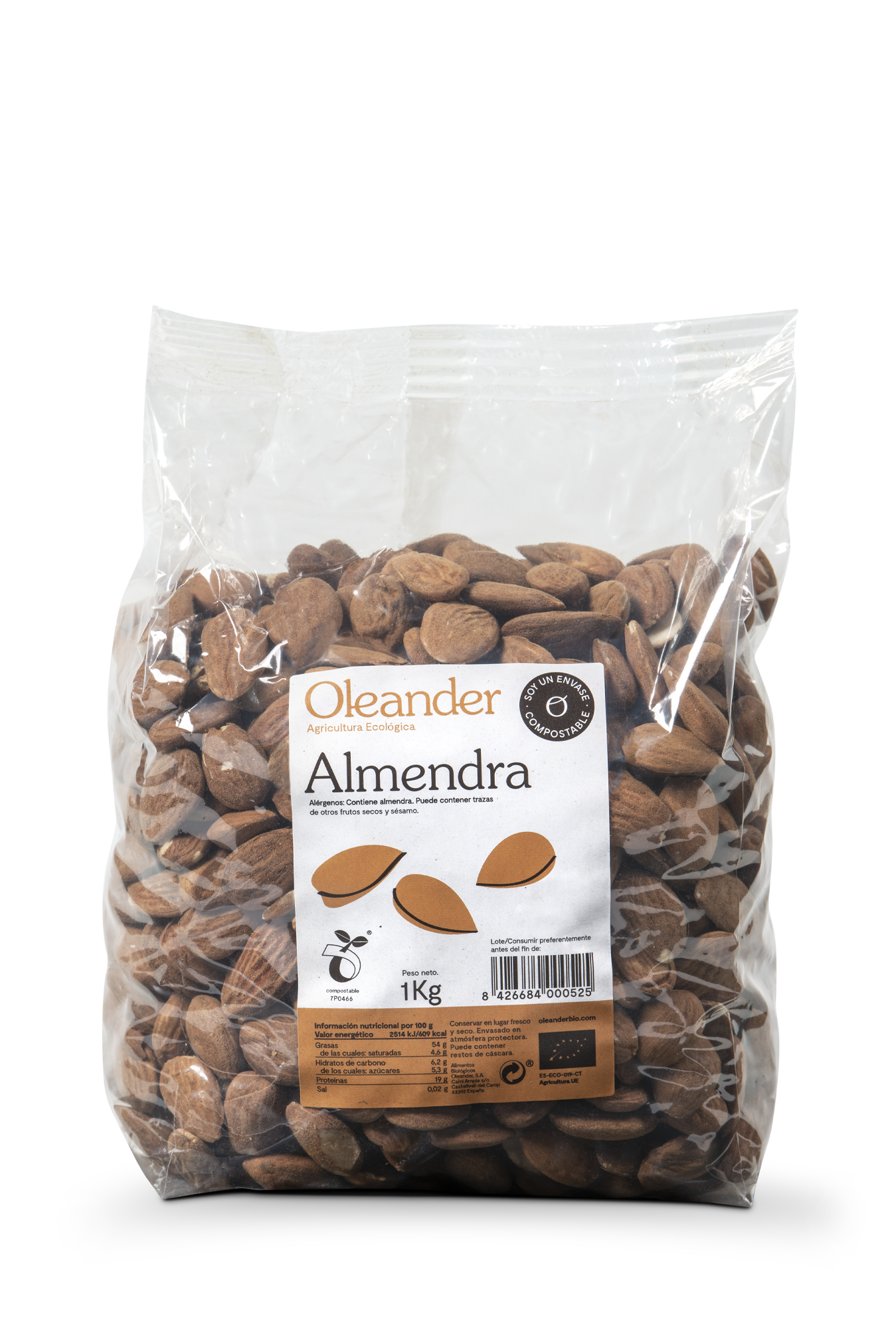 Almendra Cruda con piel Oleander granel 1Kg | ecológica