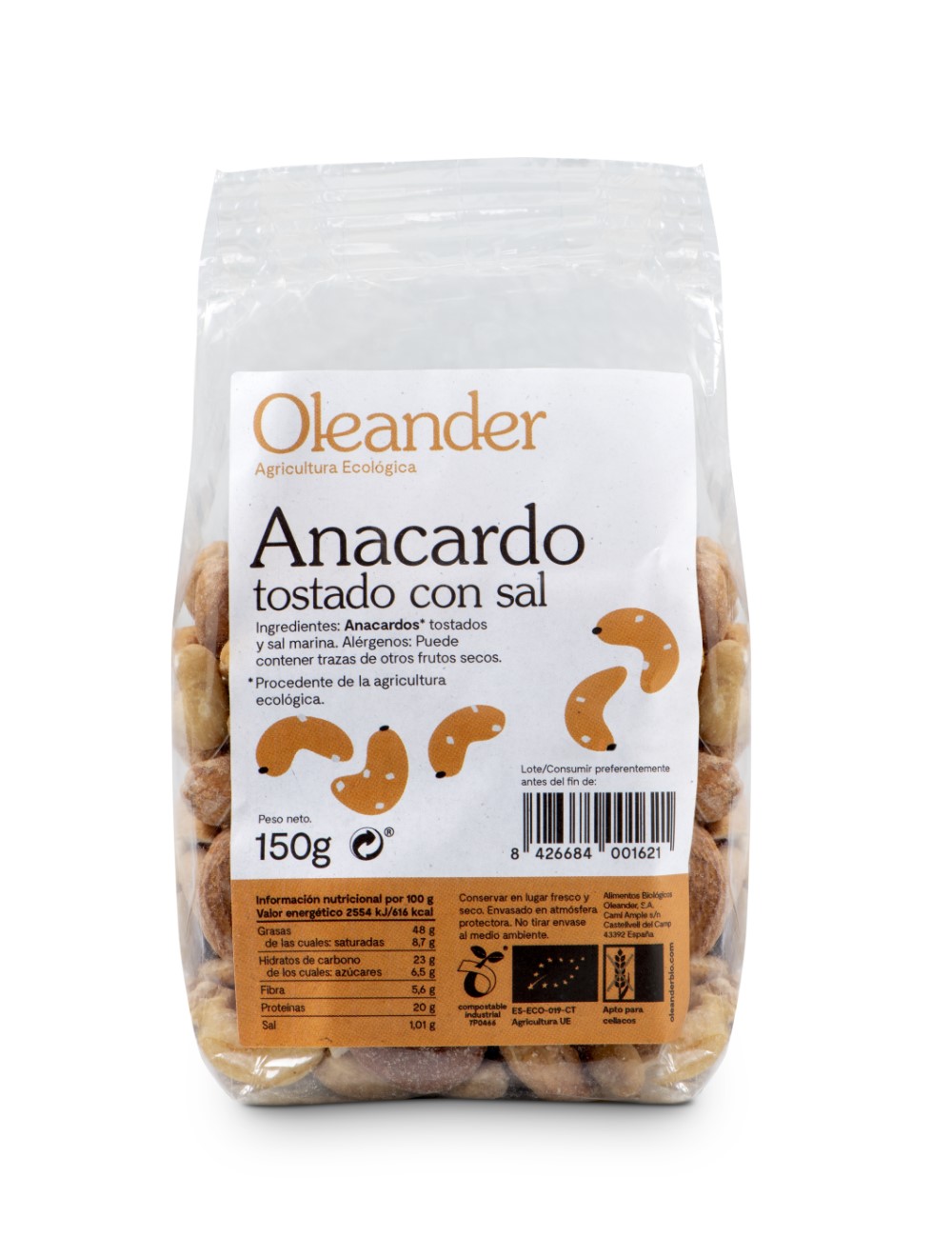 Anacardo tostado y con sal Oleander 150g | ecológico