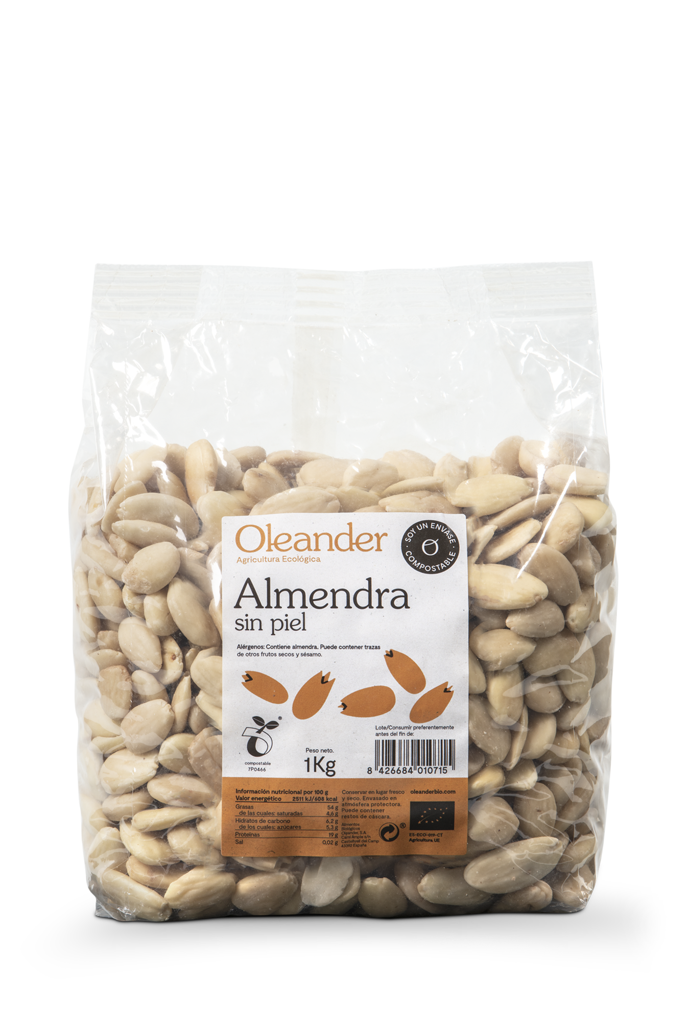 Almendra Cruda sin piel Oleander granel 1Kg | ecológica