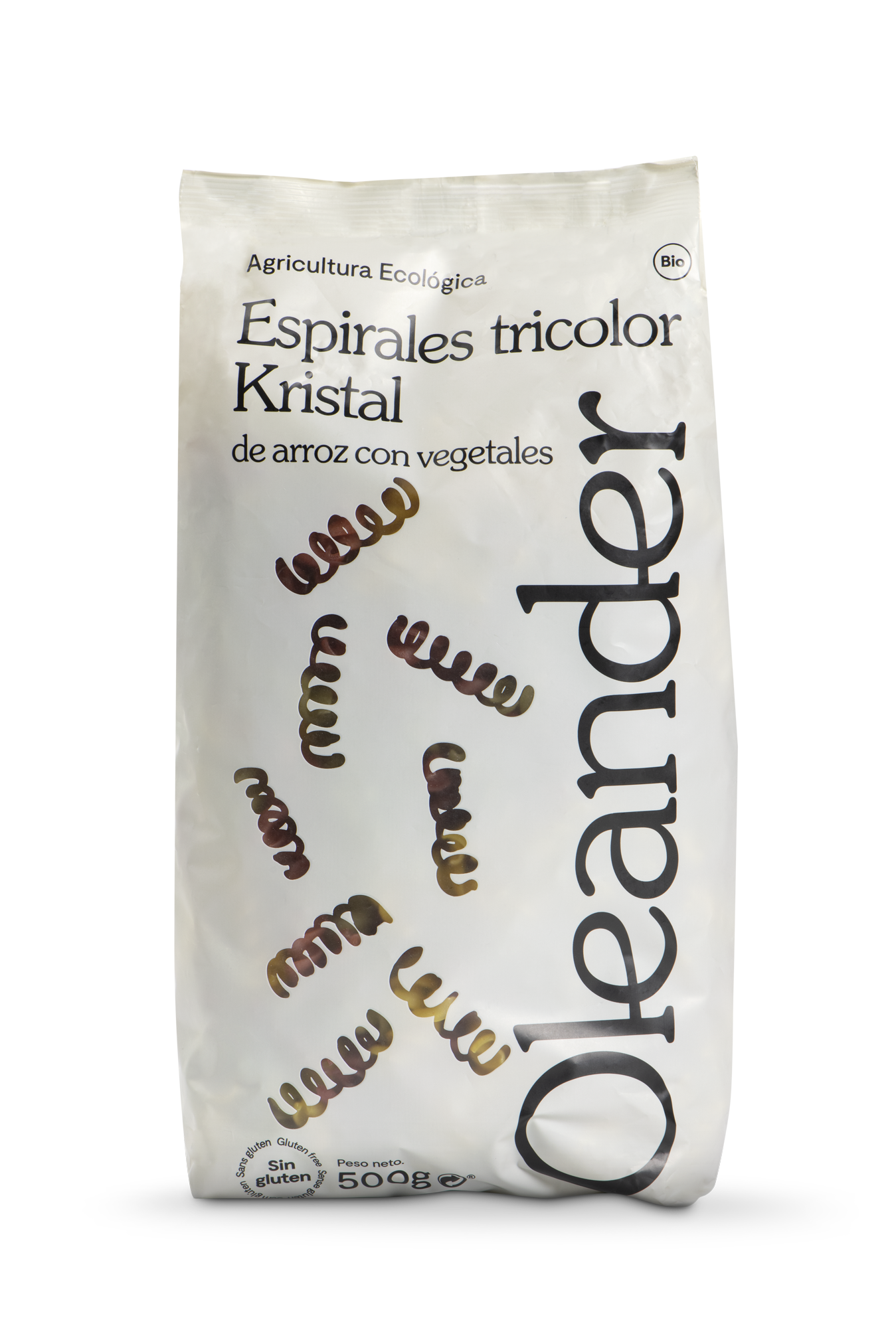 Espirales tricolor Kristal sin gluten de arroz con vegetales Oleander 500g | ecológicos
