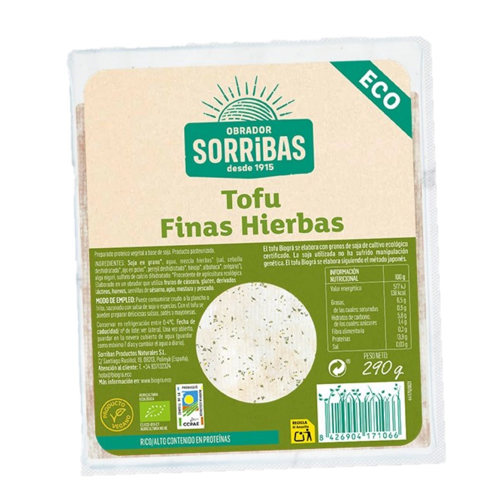 Tofu fresco finas hierbas 290g BIO Obrador Sorribas