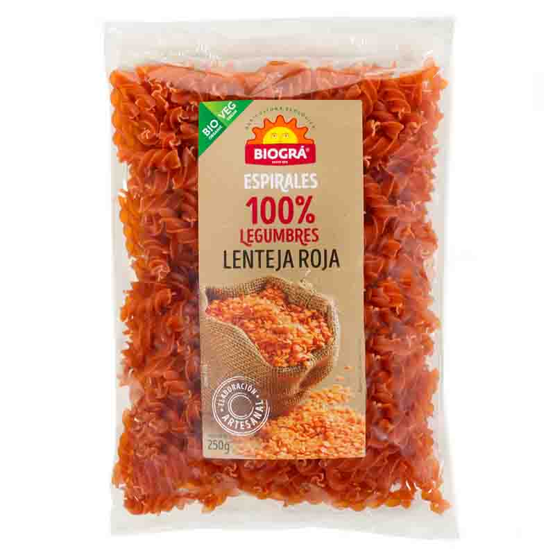 Espirales de lenteja roja 250g Biográ | ecológico