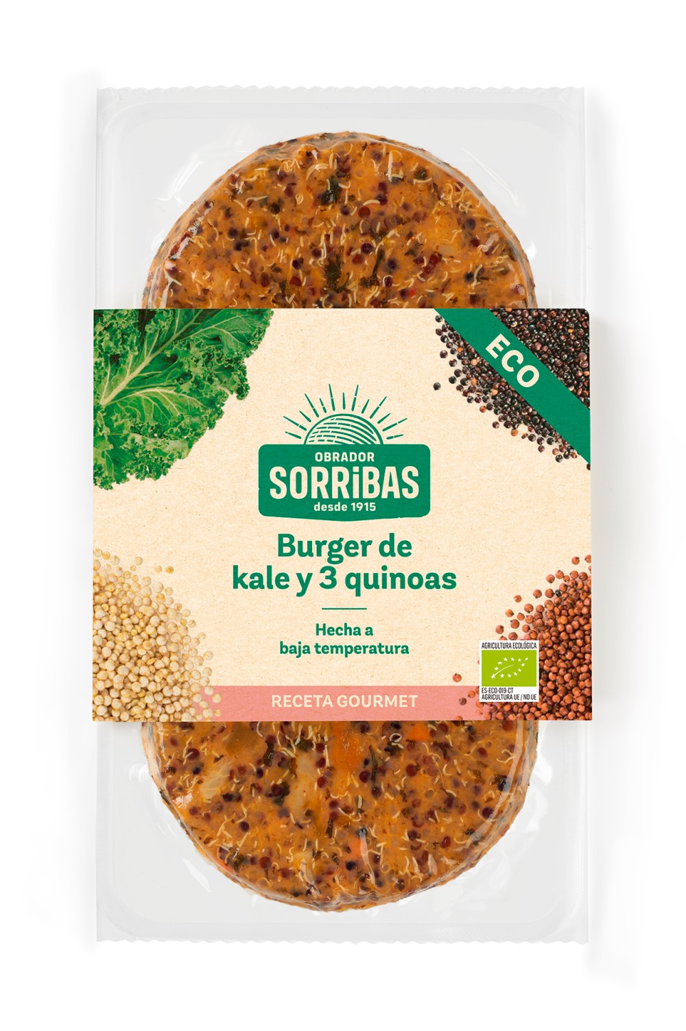 Burger de kale y 3 quinoas 2x80g BIO Obrador Sorribas